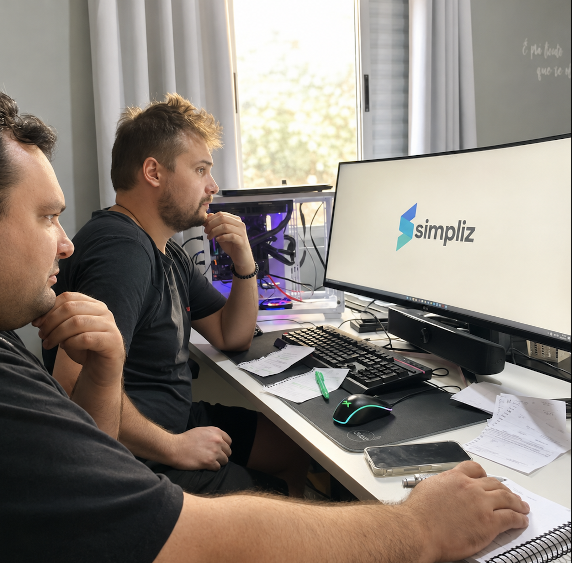 Reinaldo Faria e Leonardo Freitas durante o desenvolvimento da Simpliz